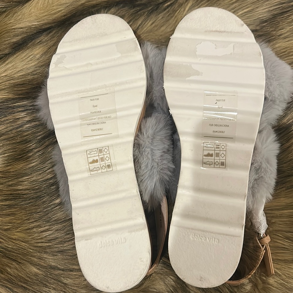 DV By Dolce Vita Liana Faux Fur Platform Sandal In Grey Faux Fur - Picture 6 of 7